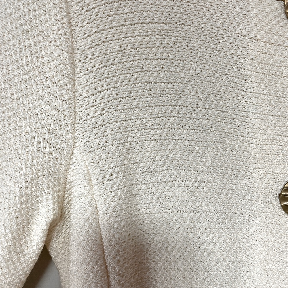 Cream Textured Button-Front Coat - Picture 4 of 5